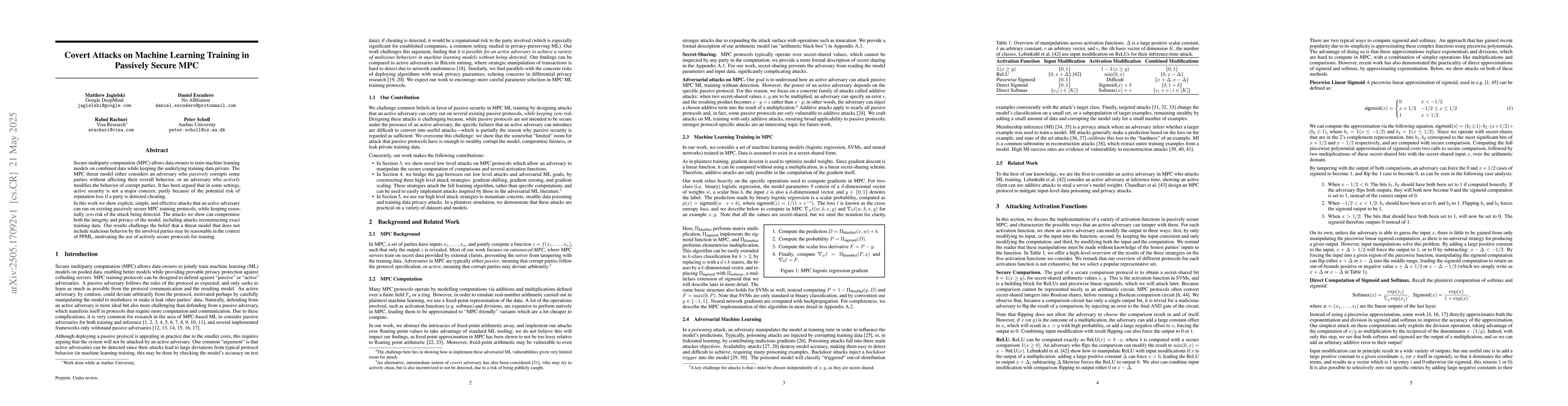 Thumbnail for Covert Attacks on Machine Learning Training in Passively Secure MPC