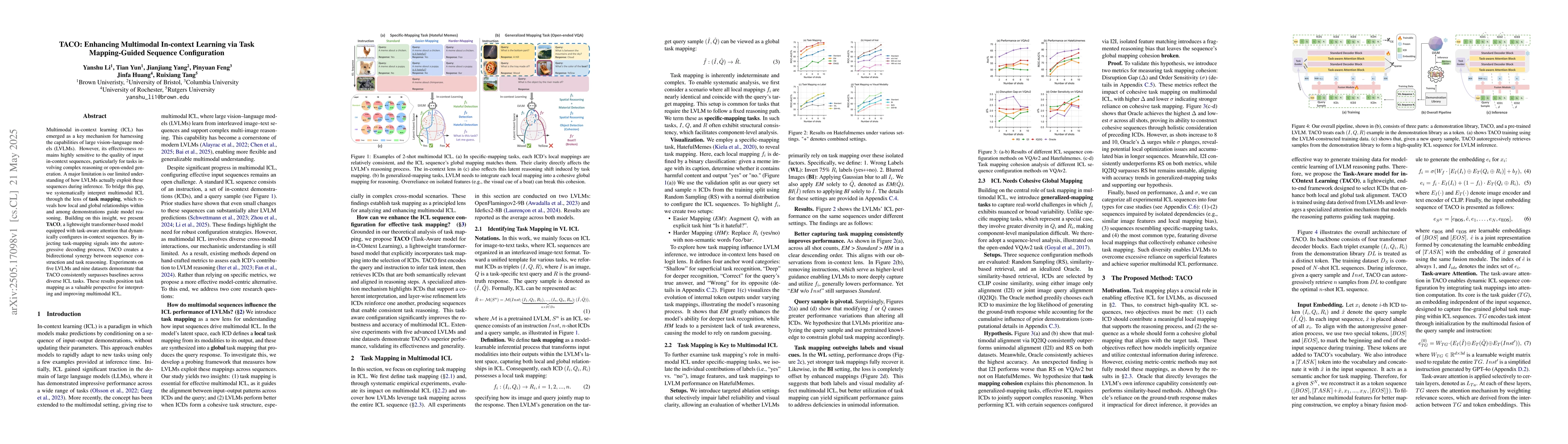 Thumbnail for TACO: Enhancing Multimodal In-context Learning via Task Mapping-Guided
  Sequence Configuration