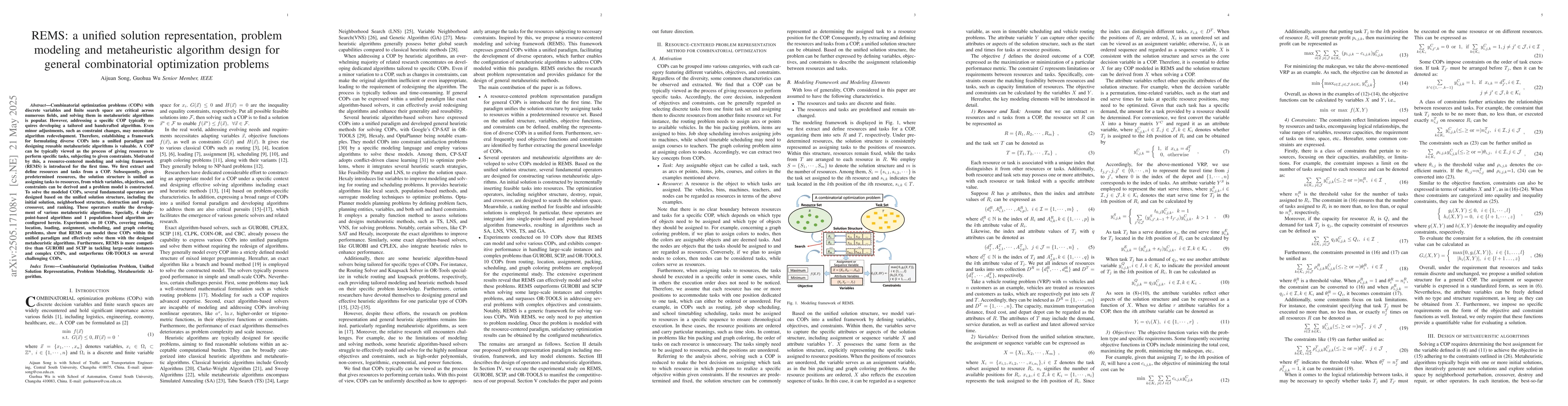 Thumbnail for REMS: a unified solution representation, problem modeling and
  metaheuristic algorithm design for general combinatorial optimization
  problems