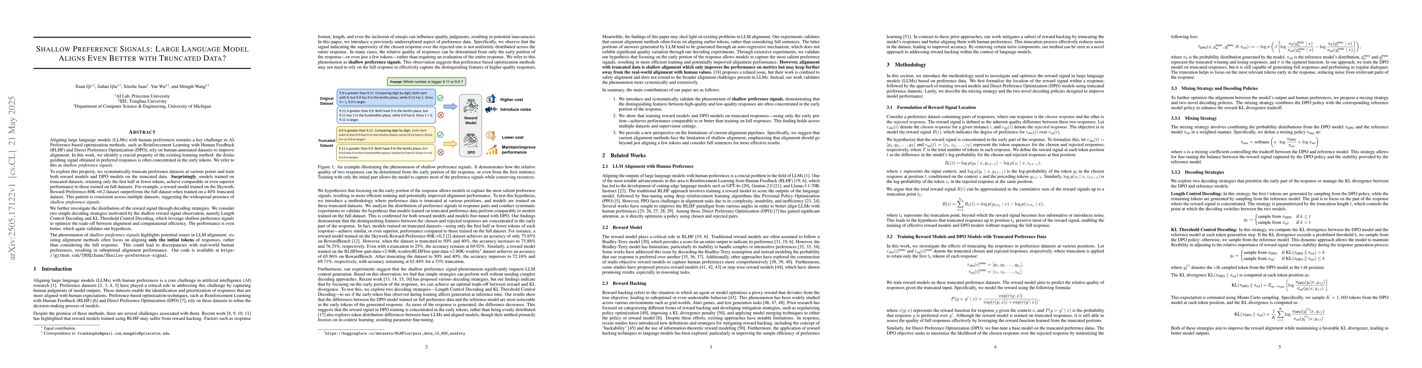 Thumbnail for Shallow Preference Signals: Large Language Model Aligns Even Better with
  Truncated Data?
