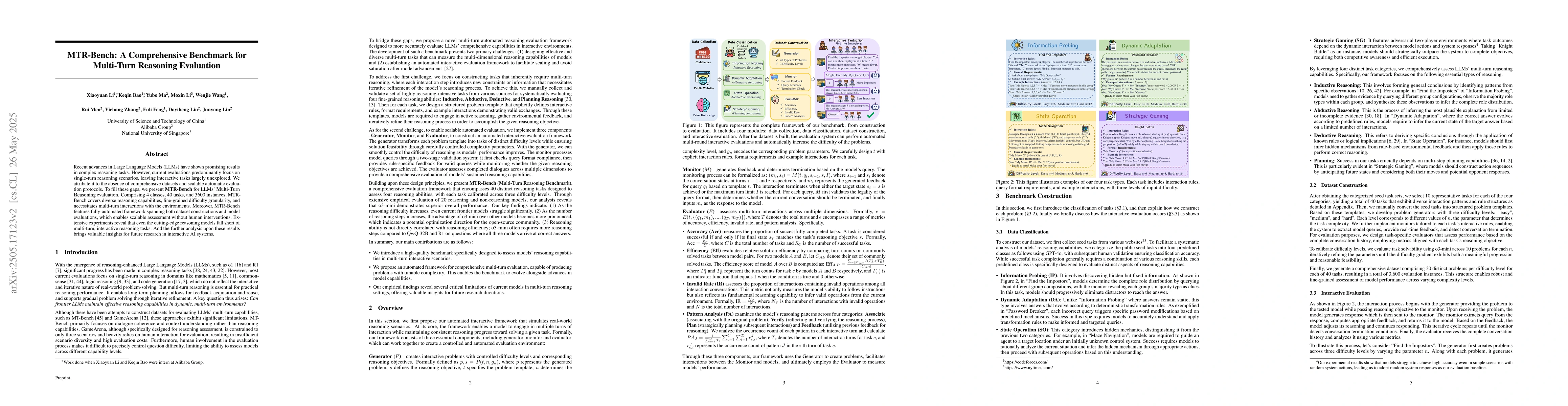 Thumbnail for MTR-Bench: A Comprehensive Benchmark for Multi-Turn Reasoning Evaluation