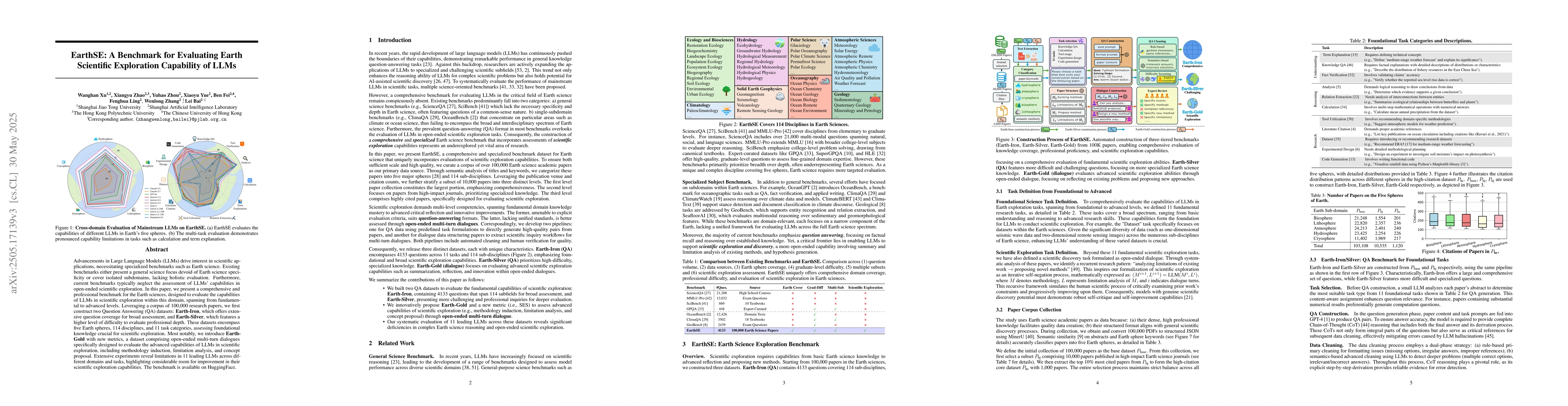 Thumbnail for EarthSE: A Benchmark Evaluating Earth Scientific Exploration Capability
  for Large Language Models