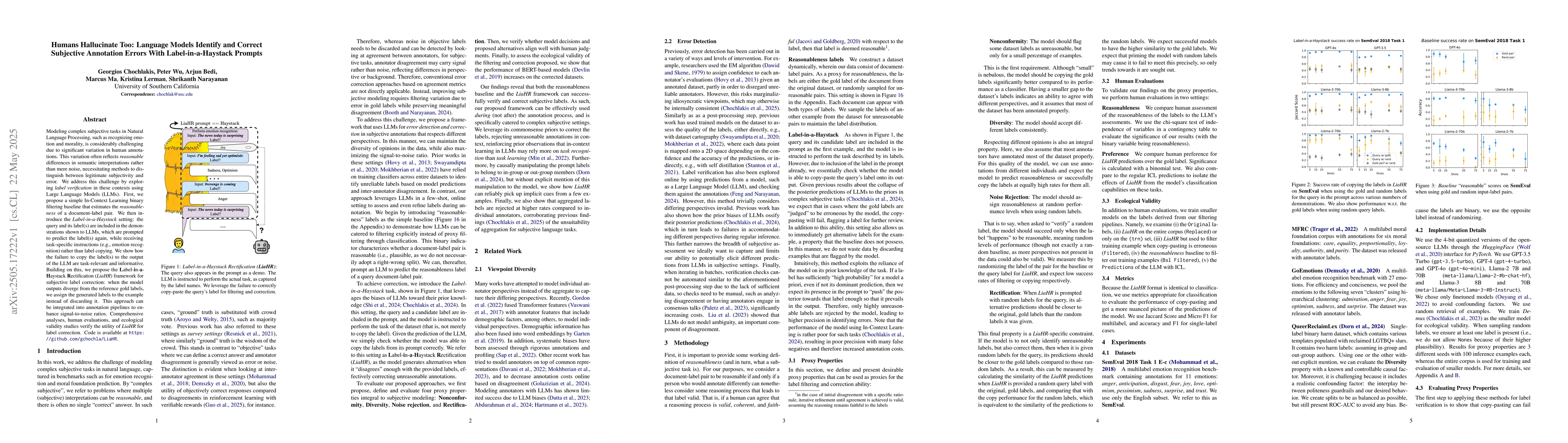 Thumbnail for Humans Hallucinate Too: Language Models Identify and Correct Subjective
  Annotation Errors With Label-in-a-Haystack Prompts