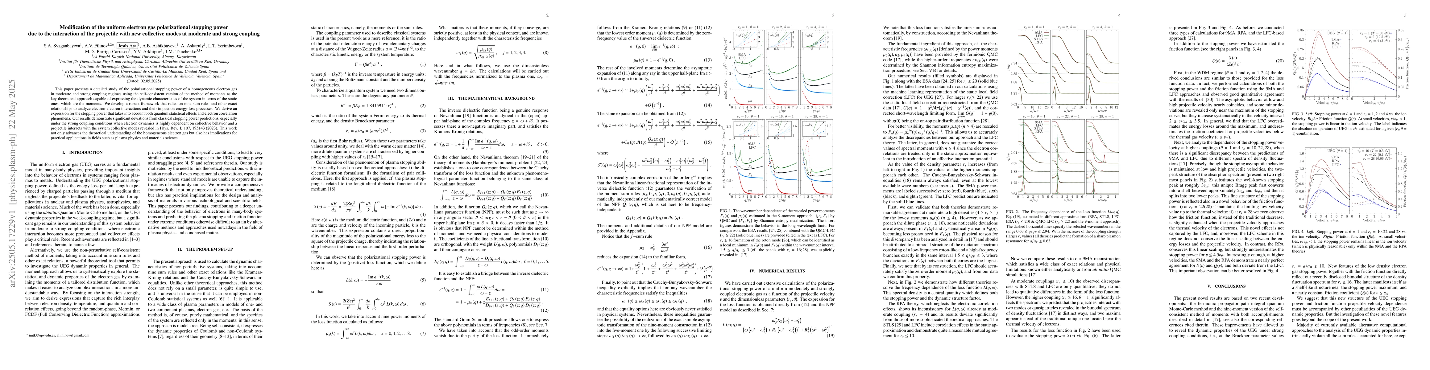 Thumbnail for Modification of the uniform electron gas polarizational stopping power
  due to the interaction of the projectile with new collective modes at
  moderate and strong coupling