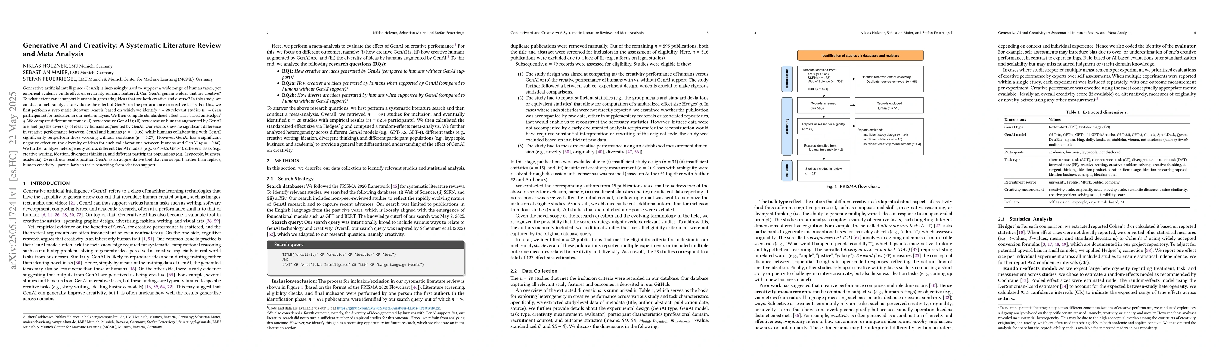 Thumbnail for Generative AI and Creativity: A Systematic Literature Review and
  Meta-Analysis
