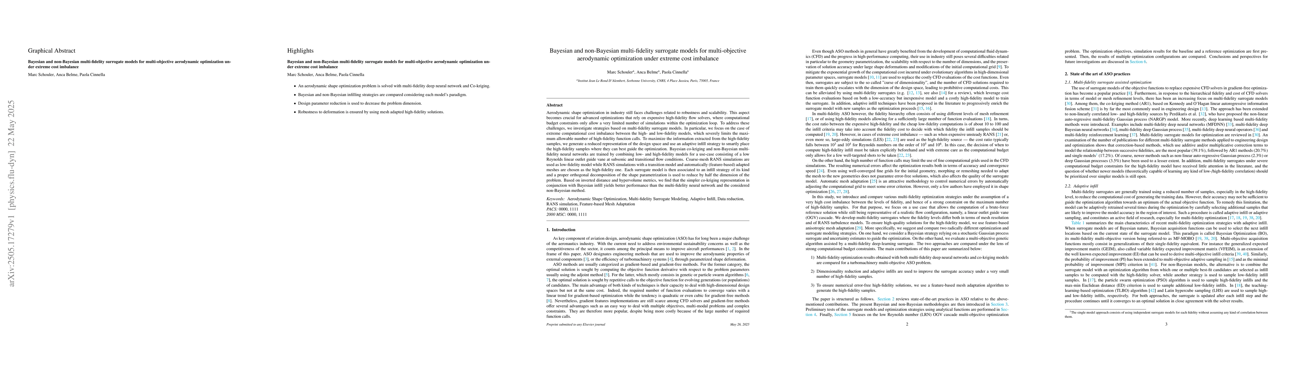 Thumbnail for Bayesian and non-Bayesian multi-fidelity surrogate models for
  multi-objective aerodynamic optimization under extreme cost imbalance