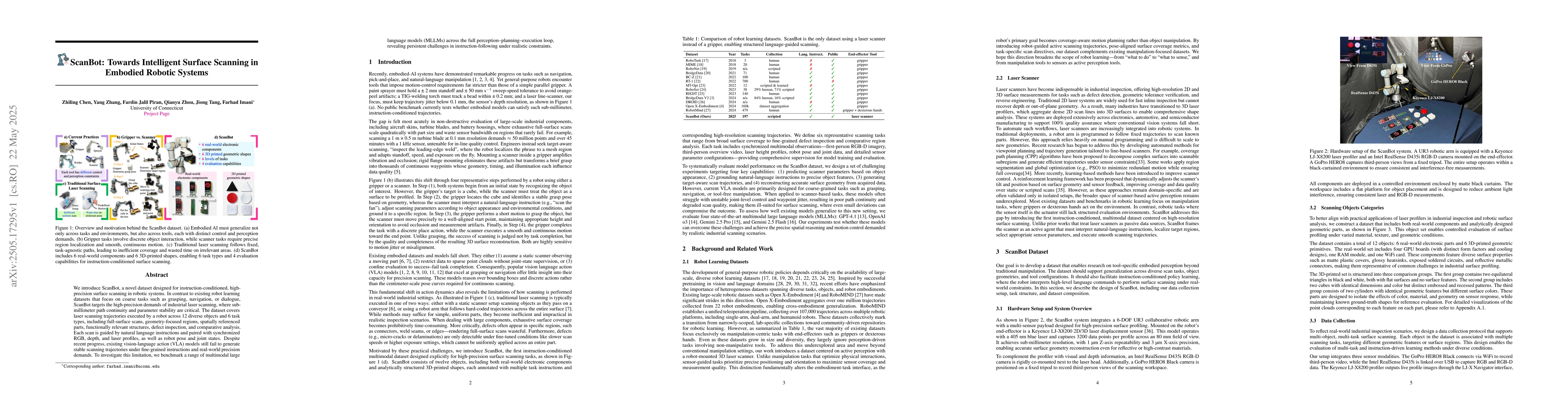 Thumbnail for ScanBot: Towards Intelligent Surface Scanning in Embodied Robotic
  Systems