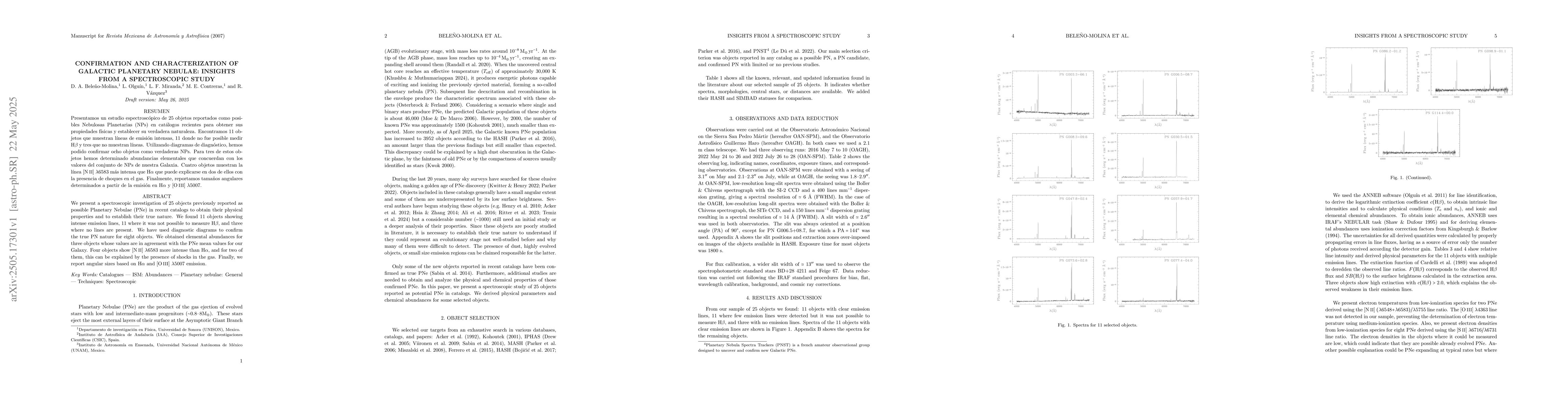 Thumbnail for Confirmation and characterization of Galactic planetary nebulae:
  insights from a spectroscopic study