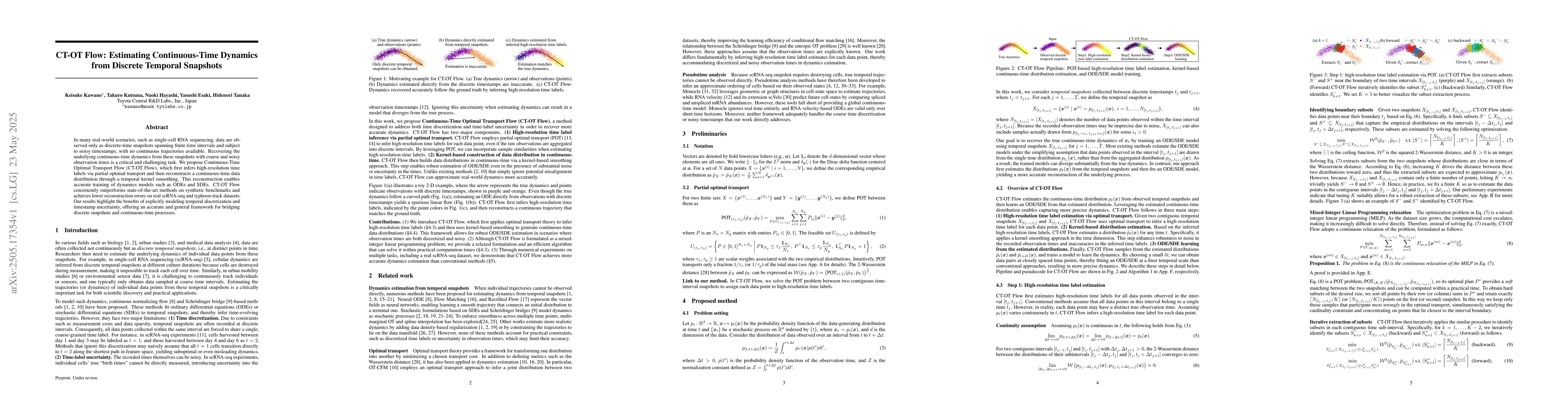 Thumbnail for CT-OT Flow: Estimating Continuous-Time Dynamics from Discrete Temporal
  Snapshots