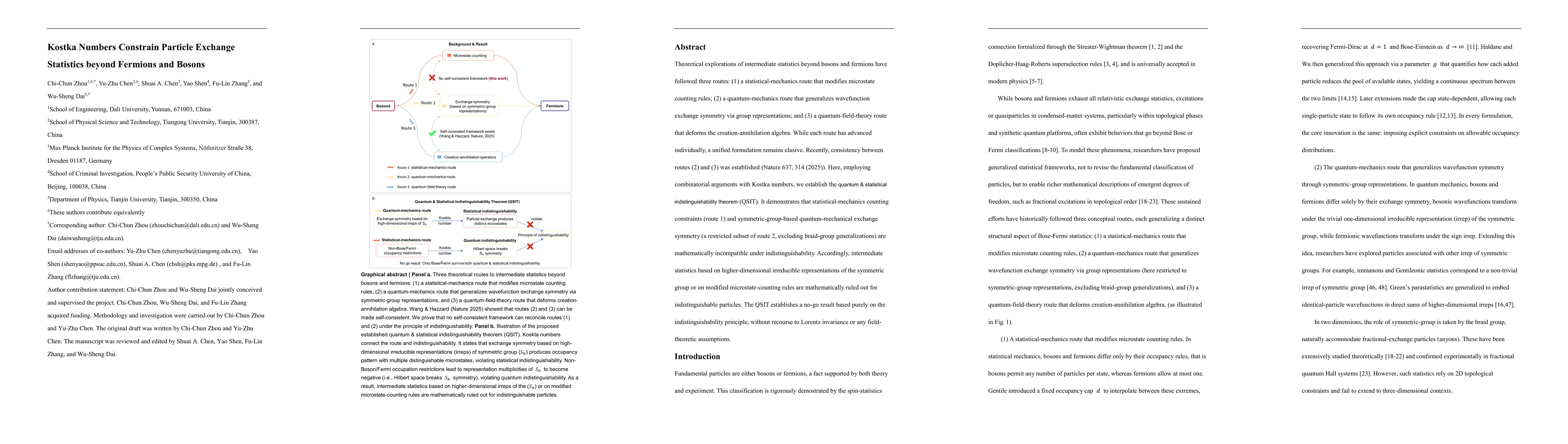 Thumbnail for Kostka Numbers Constrain Particle Exchange Statistics beyond Fermions
  and Bosons