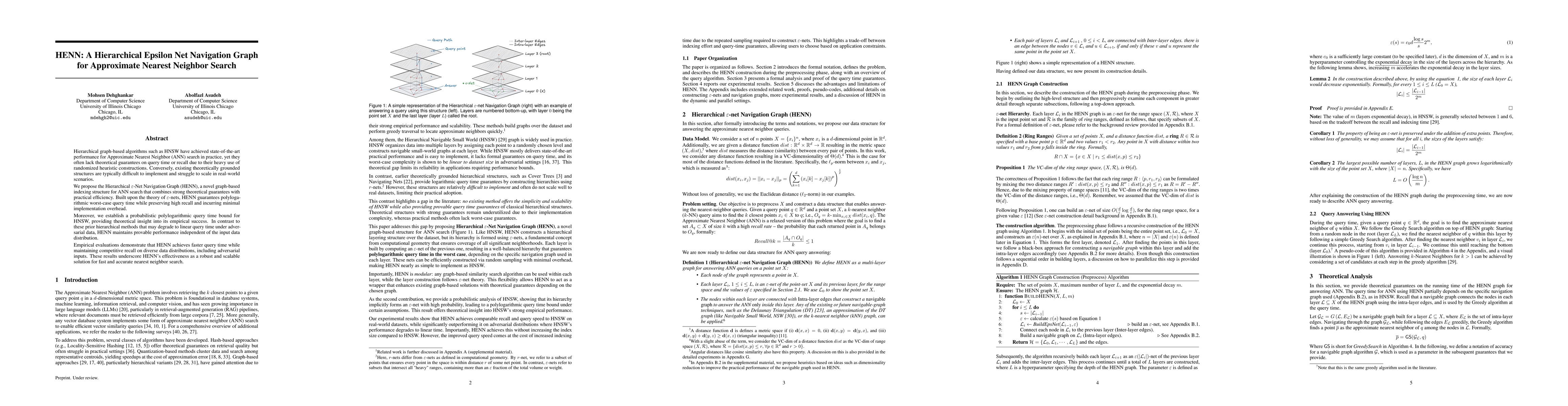 Thumbnail for HENN: A Hierarchical Epsilon Net Navigation Graph for Approximate
  Nearest Neighbor Search
