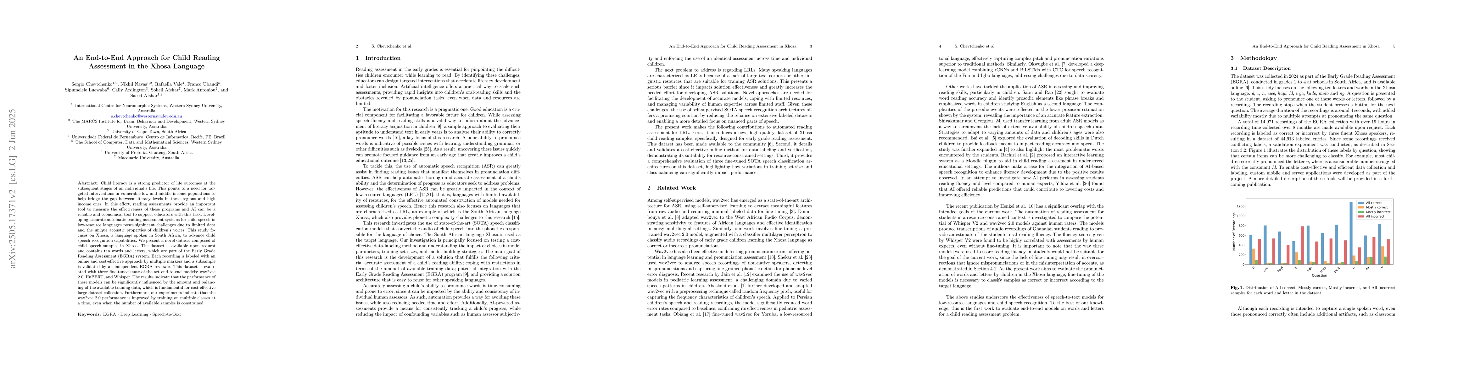Thumbnail for An End-to-End Approach for Child Reading Assessment in the Xhosa
  Language