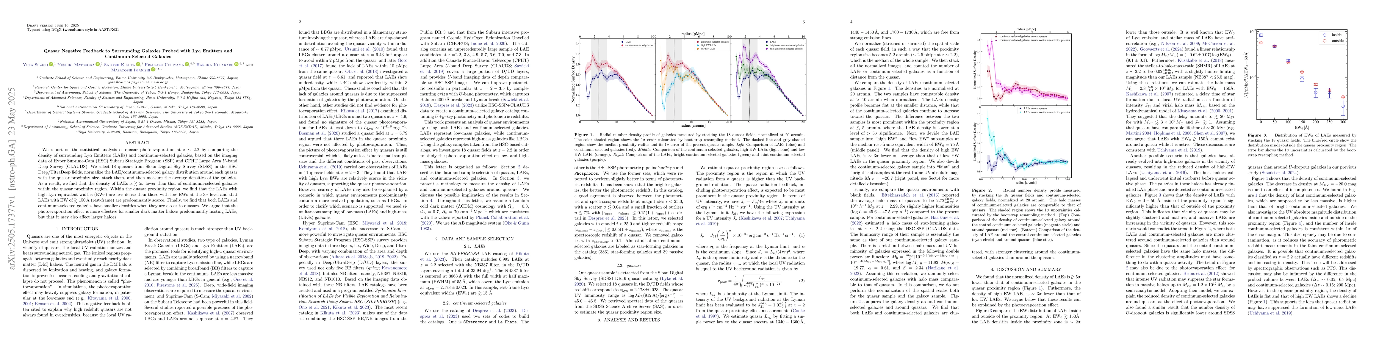 Thumbnail for Quasar Negative Feedback to Surrounding Galaxies Probed with Ly$α$
  Emitters and Continuum-Selected Galaxies