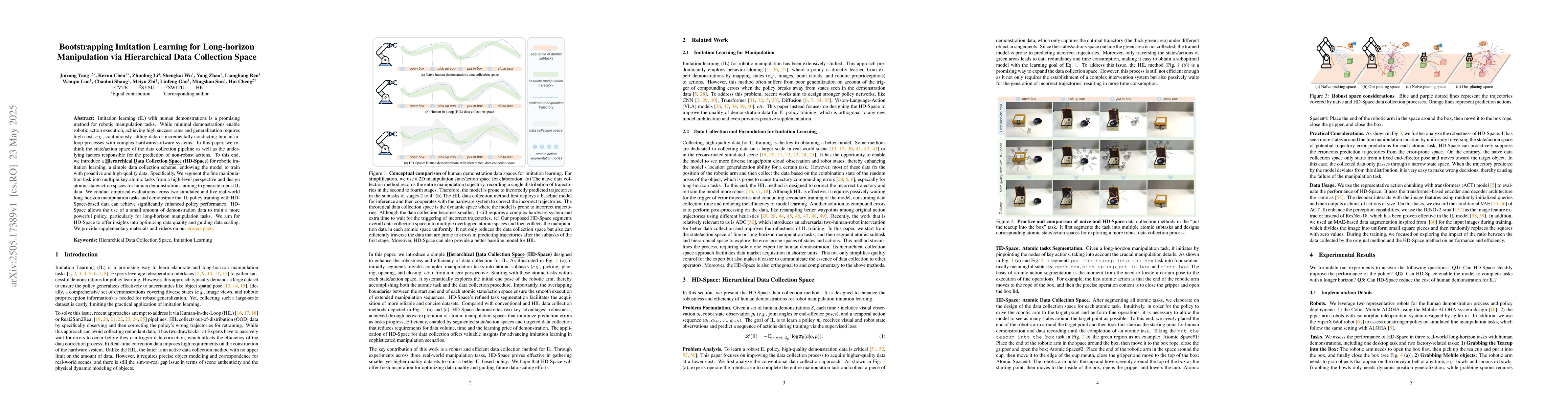 Thumbnail for Bootstrapping Imitation Learning for Long-horizon Manipulation via
  Hierarchical Data Collection Space