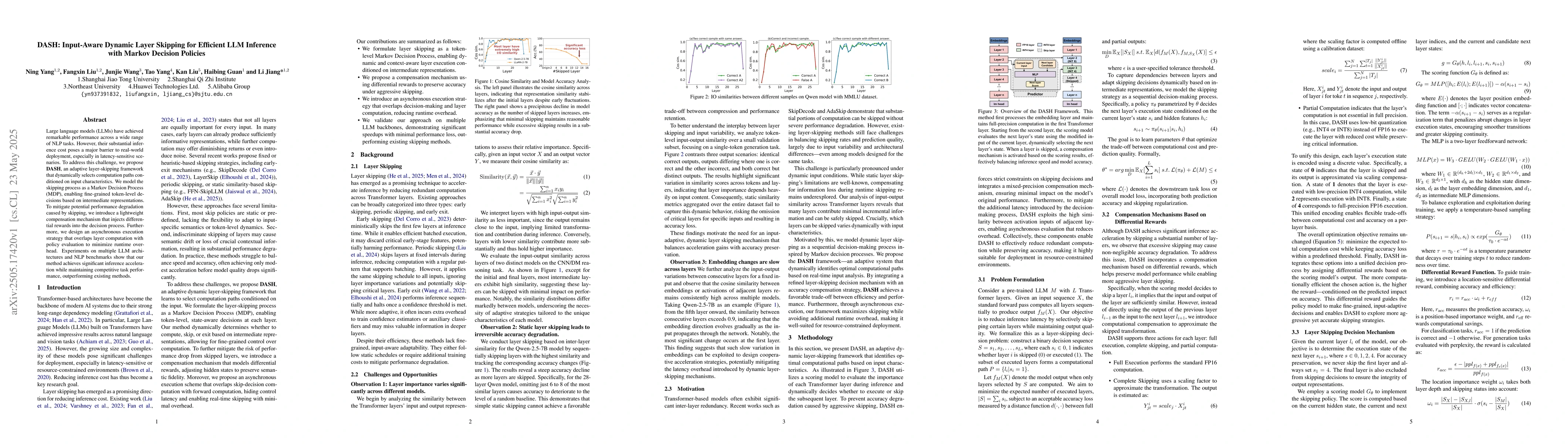 Thumbnail for DASH: Input-Aware Dynamic Layer Skipping for Efficient LLM Inference
  with Markov Decision Policies