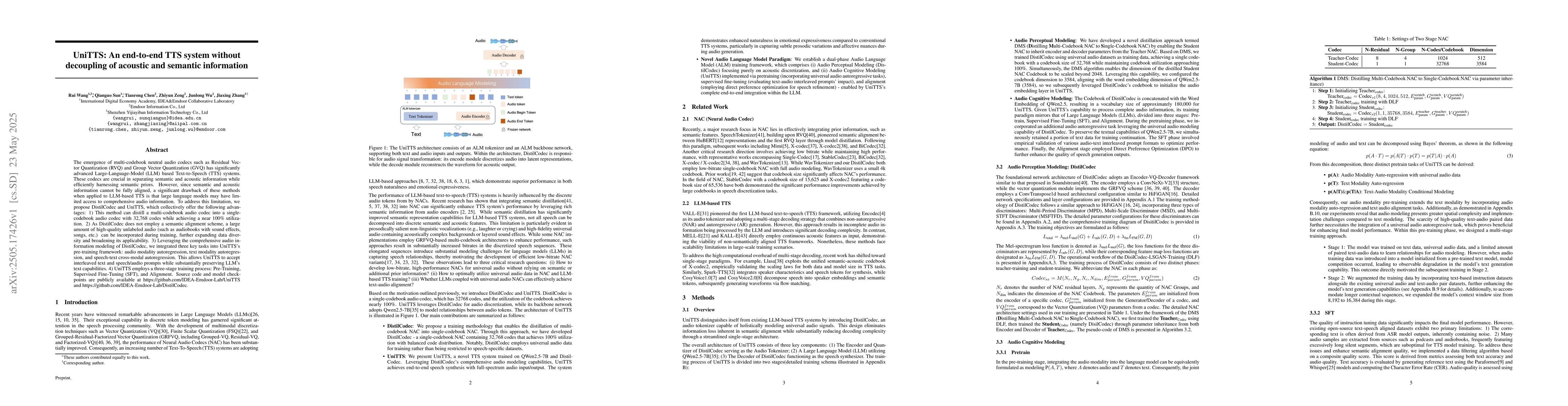 Thumbnail for UniTTS: An end-to-end TTS system without decoupling of acoustic and
  semantic information