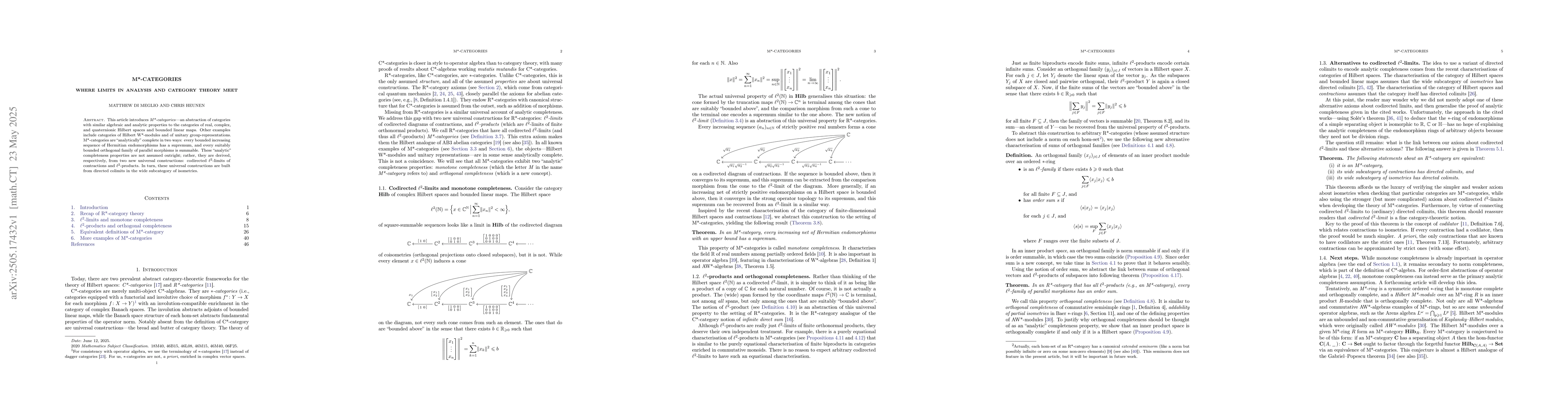 Thumbnail for M*-categories: Where limits in analysis and category theory meet