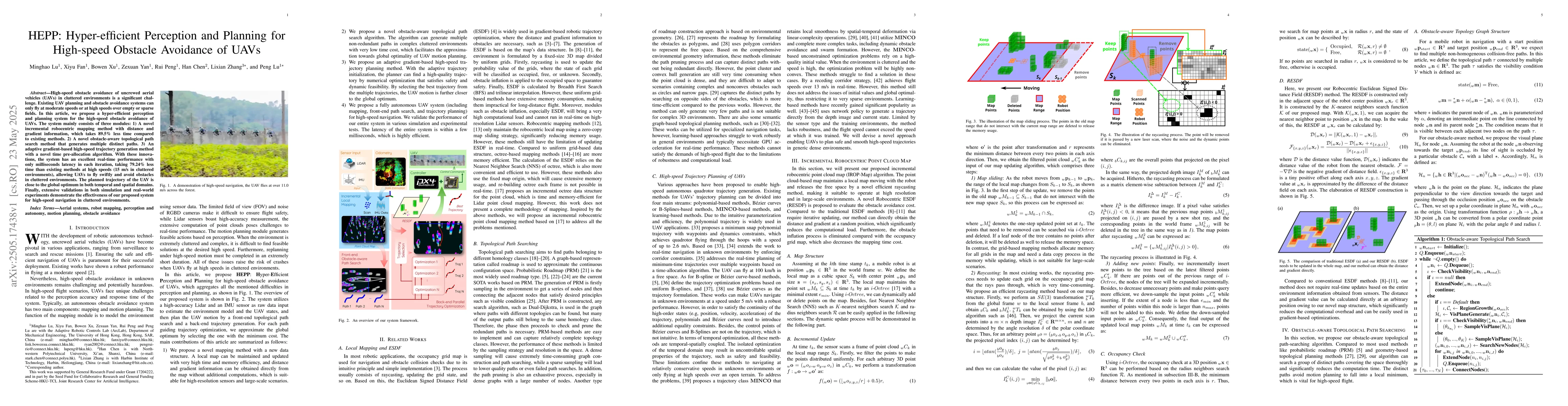 Thumbnail for HEPP: Hyper-efficient Perception and Planning for High-speed Obstacle
  Avoidance of UAVs