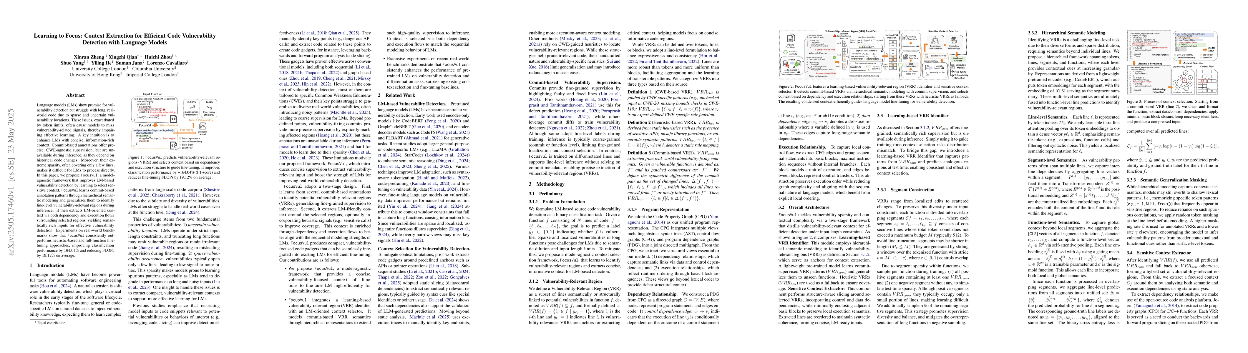 Thumbnail for Learning to Focus: Context Extraction for Efficient Code Vulnerability
  Detection with Language Models