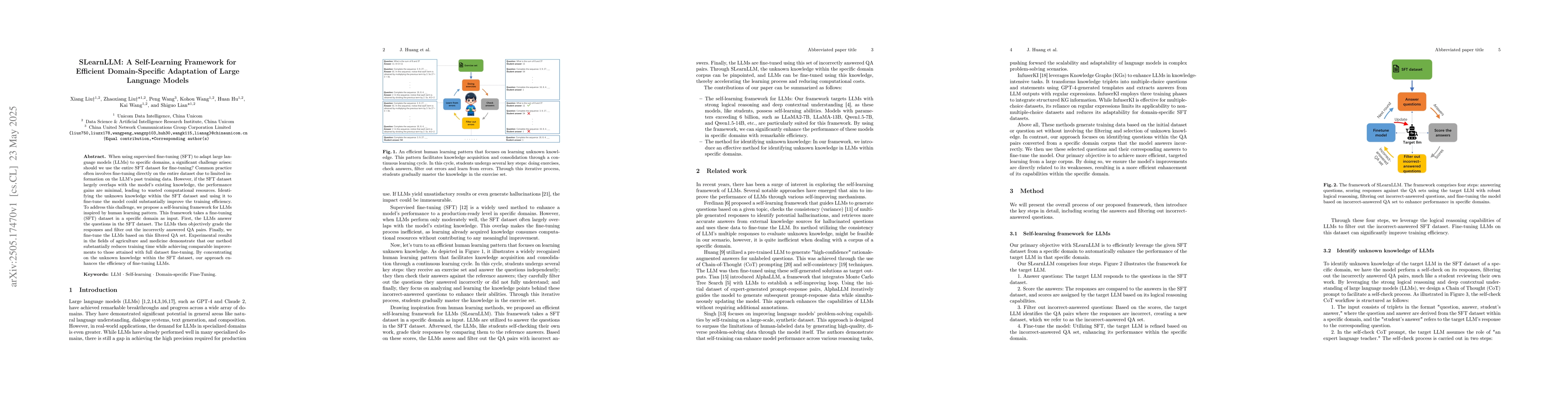 Thumbnail for SLearnLLM: A Self-Learning Framework for Efficient Domain-Specific
  Adaptation of Large Language Models