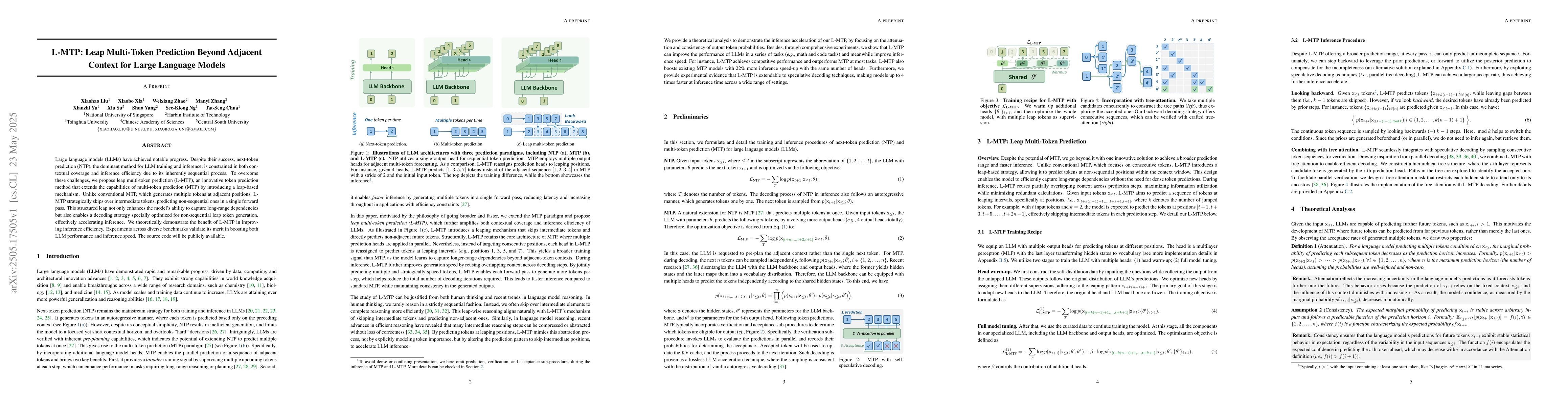 Thumbnail for L-MTP: Leap Multi-Token Prediction Beyond Adjacent Context for Large
  Language Models