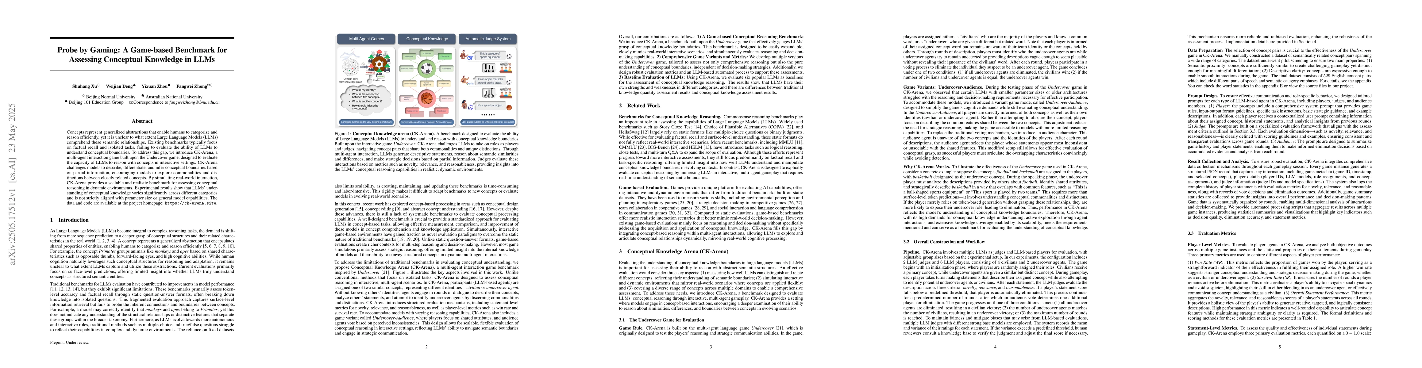Thumbnail for Probe by Gaming: A Game-based Benchmark for Assessing Conceptual
  Knowledge in LLMs