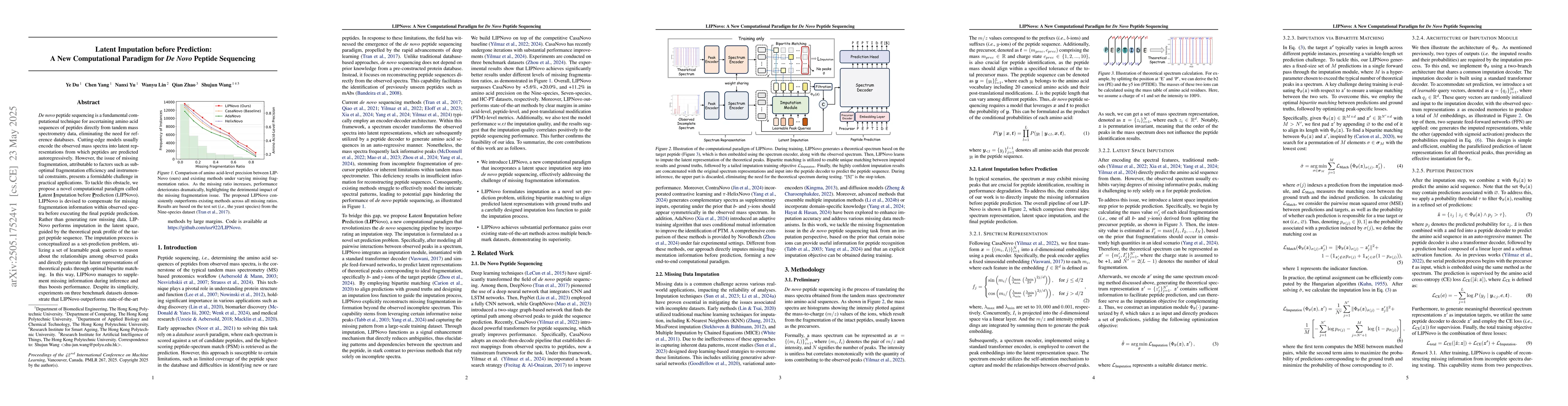Thumbnail for Latent Imputation before Prediction: A New Computational Paradigm for De
  Novo Peptide Sequencing