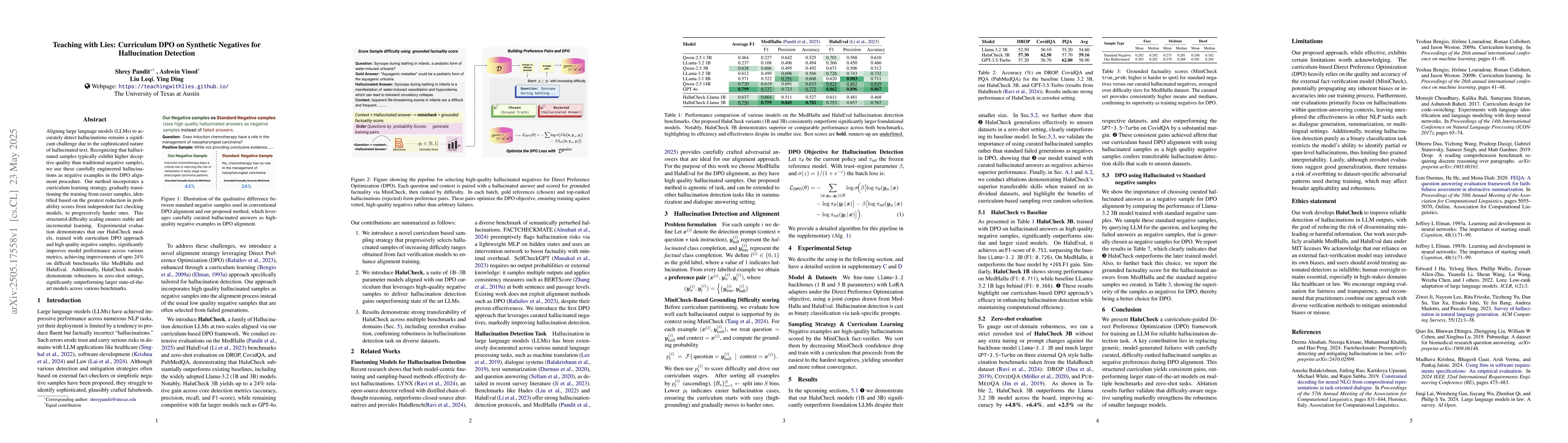 Thumbnail for Teaching with Lies: Curriculum DPO on Synthetic Negatives for
  Hallucination Detection
