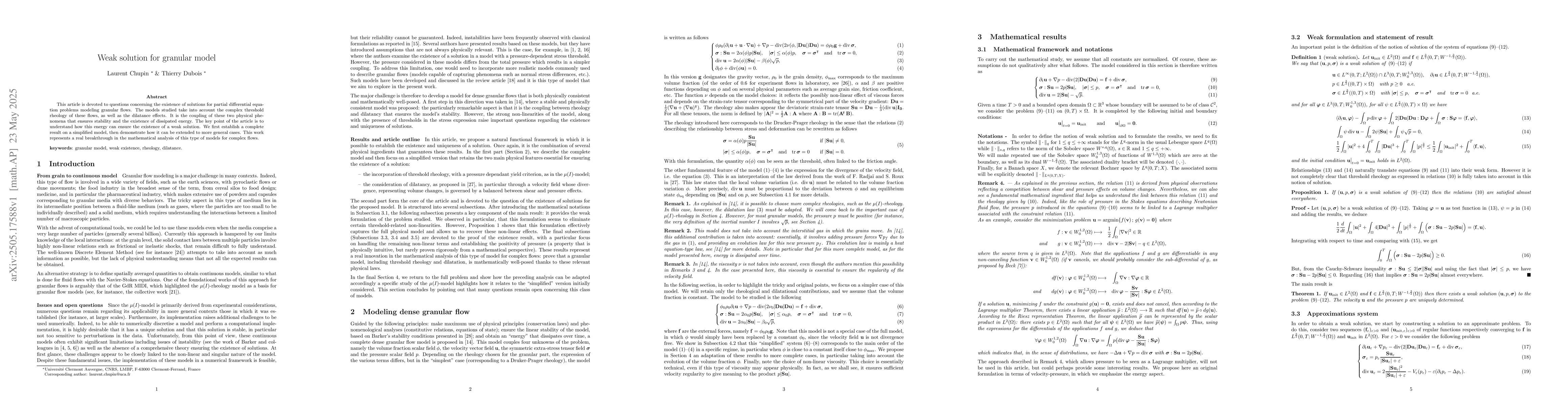 Thumbnail for Weak solution for granular model