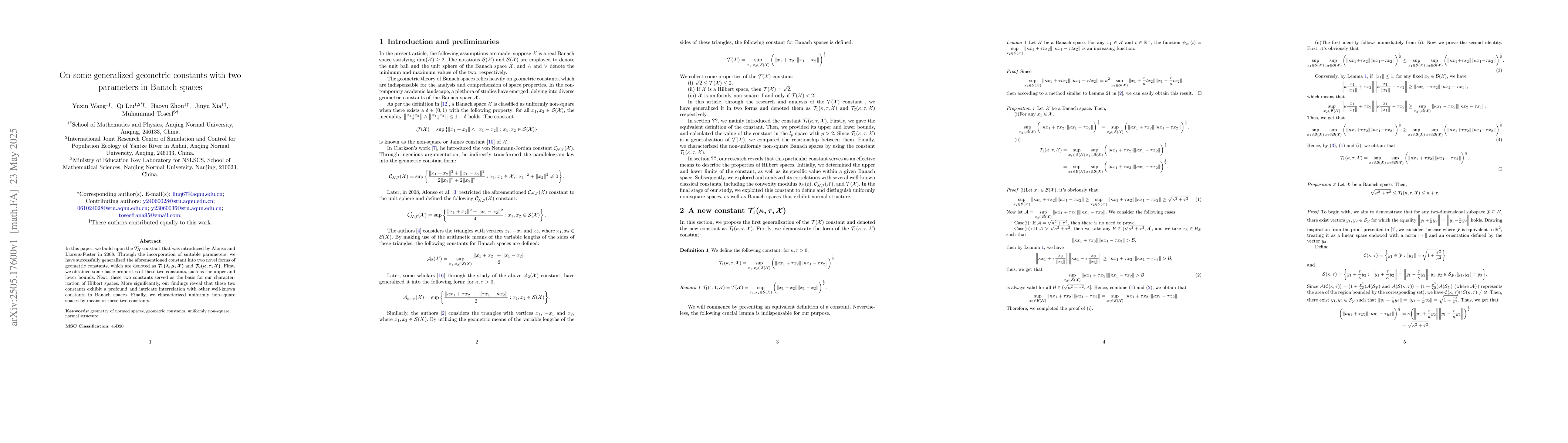 Thumbnail for On some generalized geometric constants with two parameters in Banach
  spaces