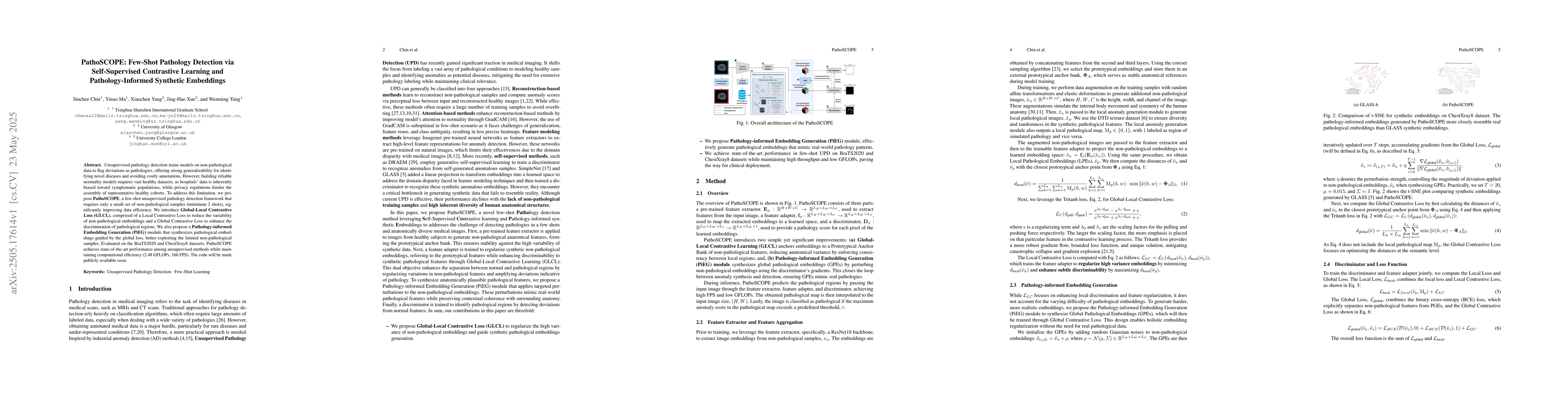 Thumbnail for PathoSCOPE: Few-Shot Pathology Detection via Self-Supervised Contrastive
  Learning and Pathology-Informed Synthetic Embeddings