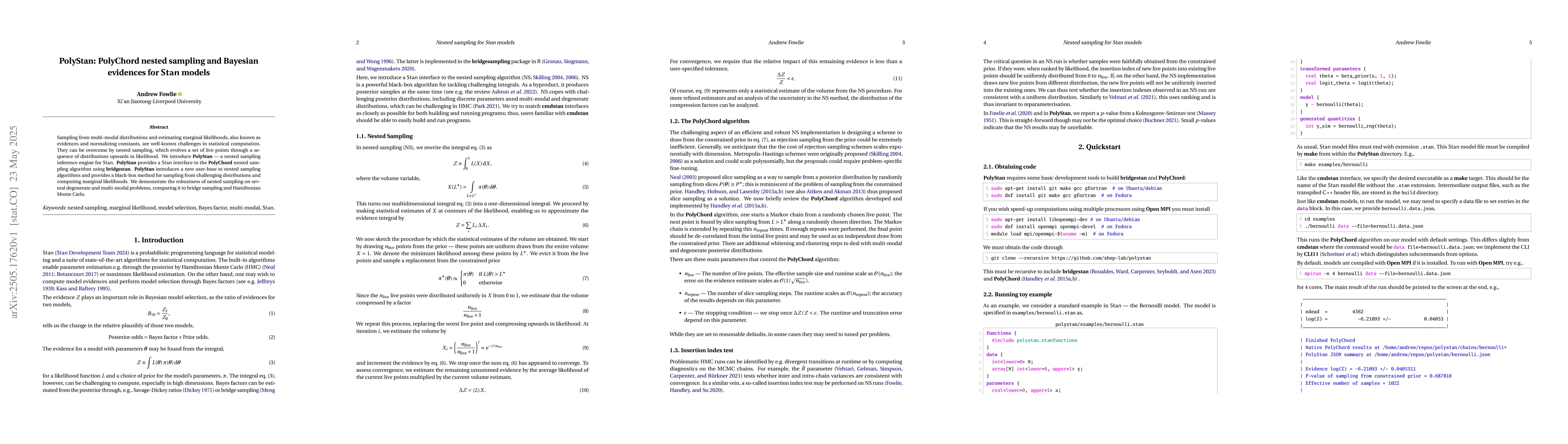 Thumbnail for PolyStan: PolyChord nested sampling and Bayesian evidences for Stan
  models