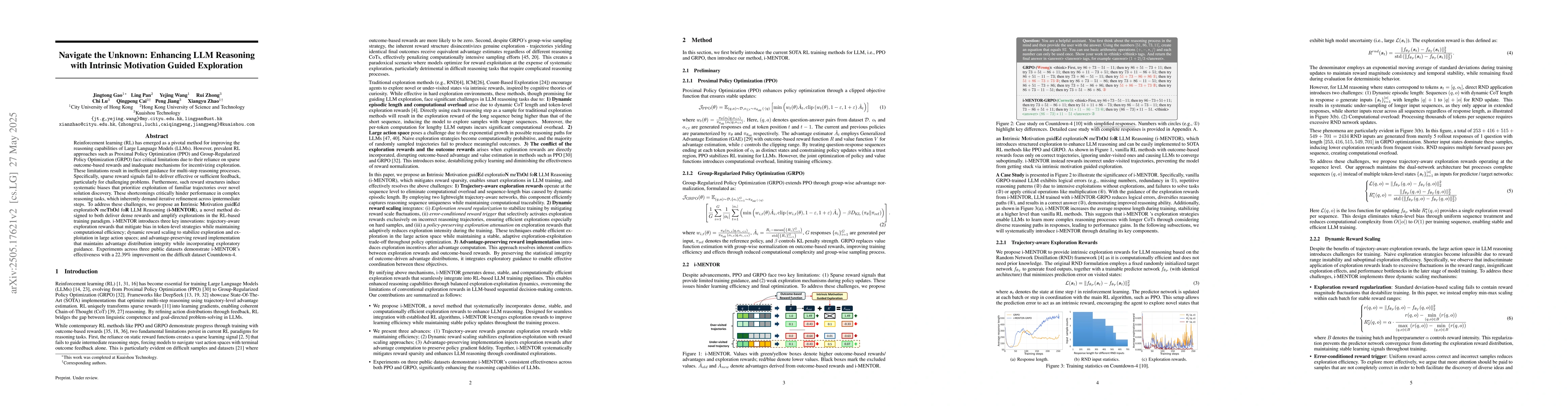 Thumbnail for Navigate the Unknown: Enhancing LLM Reasoning with Intrinsic Motivation
  Guided Exploration