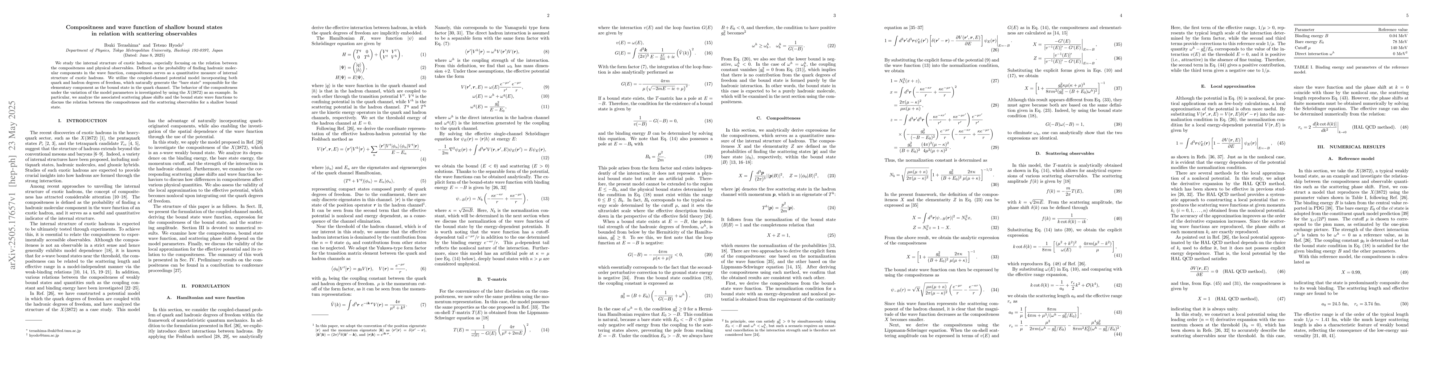 Thumbnail for Compositness and wave function of shallow bound states in relation with
  scattering observables