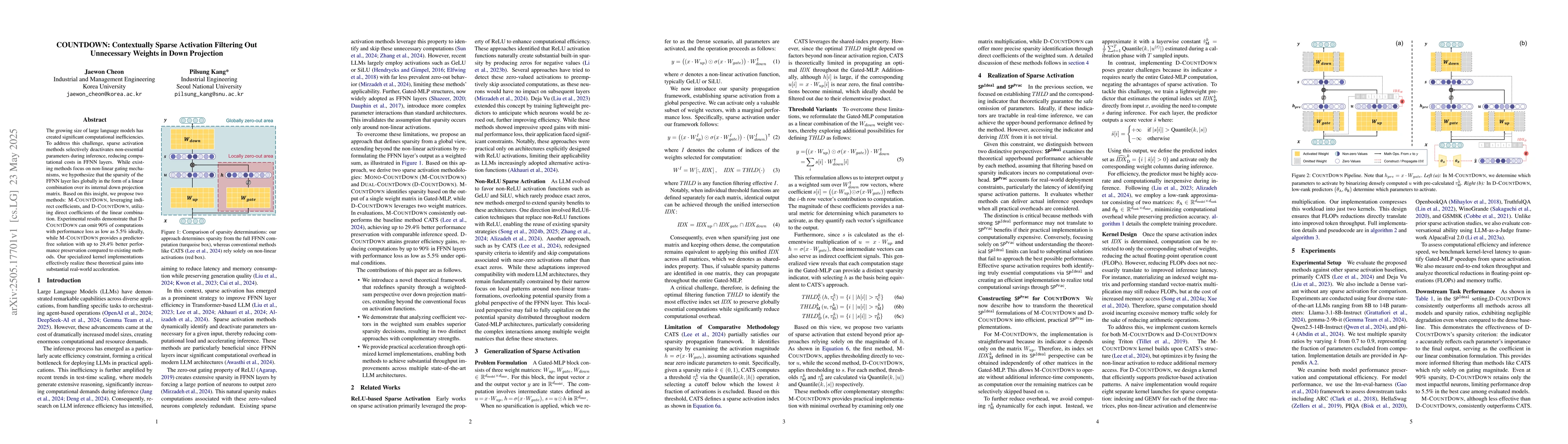 Thumbnail for COUNTDOWN: Contextually Sparse Activation Filtering Out Unnecessary
  Weights in Down Projection