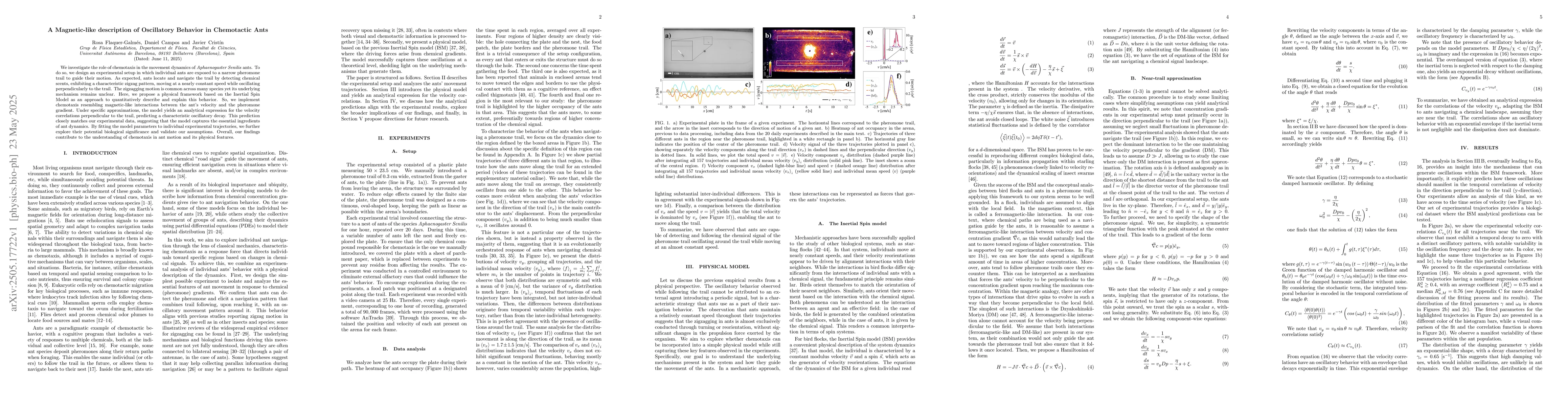 Thumbnail for A Magnetic-like description of Oscillatory Behavior in Chemotactic Ants