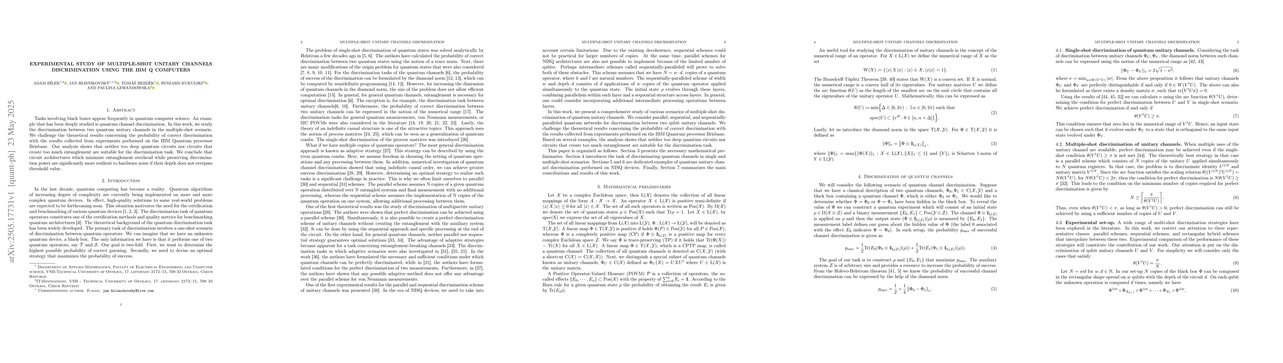 Thumbnail for Experimental study of multiple-shot unitary channels discrimination
  using the IBM Q computers