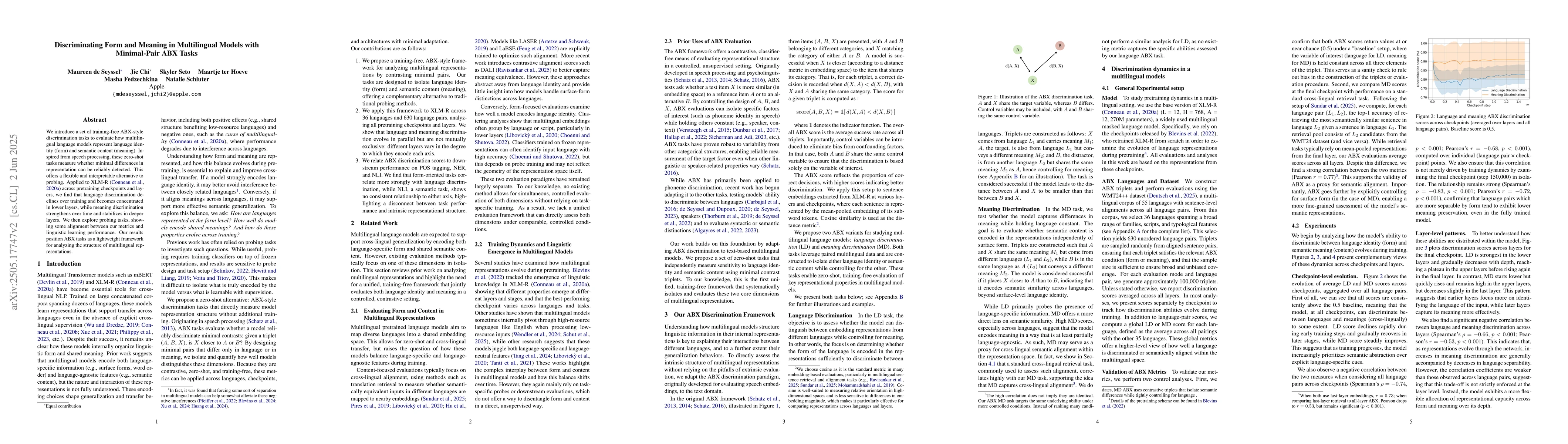 Thumbnail for Discriminating Form and Meaning in Multilingual Models with Minimal-Pair
  ABX Tasks