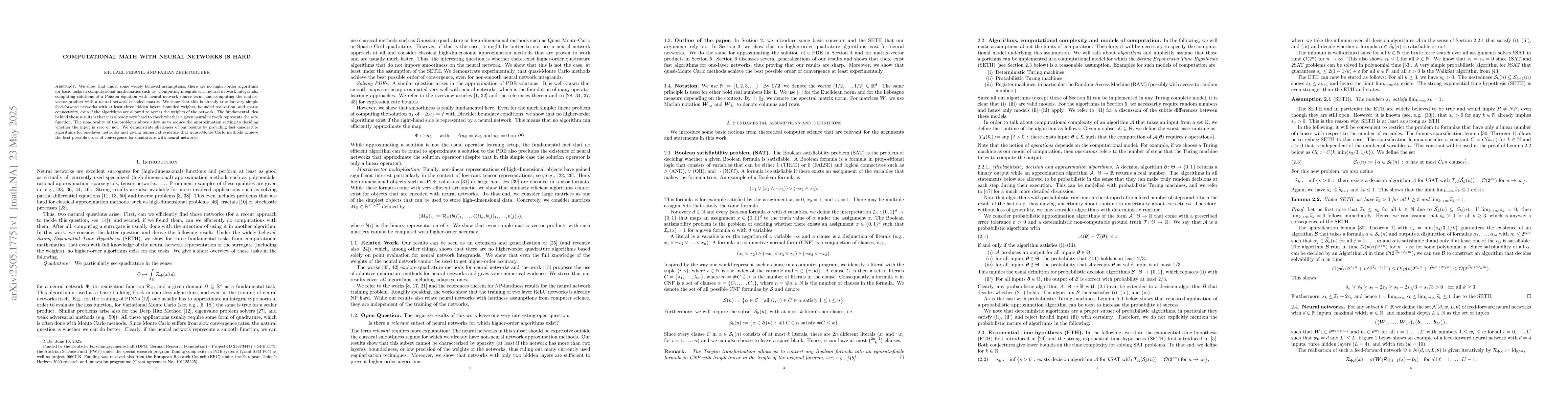 Thumbnail for Computational Math with Neural Networks is Hard