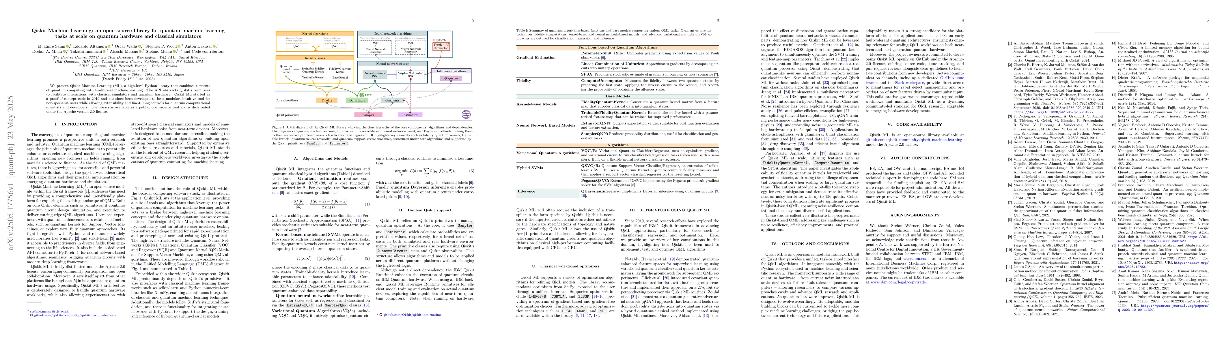 Thumbnail for Qiskit Machine Learning: an open-source library for quantum machine
  learning tasks at scale on quantum hardware and classical simulators