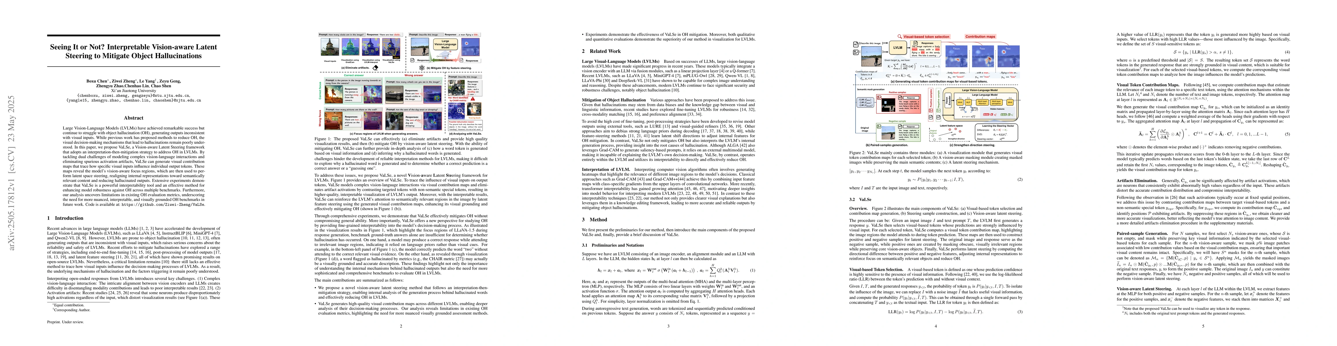 Thumbnail for Seeing It or Not? Interpretable Vision-aware Latent Steering to Mitigate
  Object Hallucinations