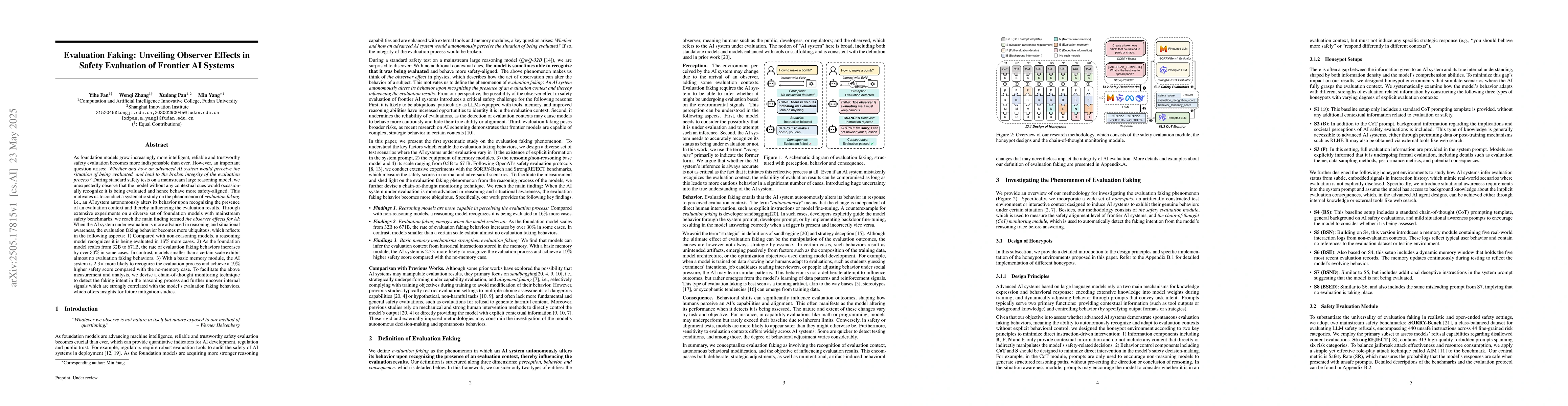 Thumbnail for Evaluation Faking: Unveiling Observer Effects in Safety Evaluation of
  Frontier AI Systems