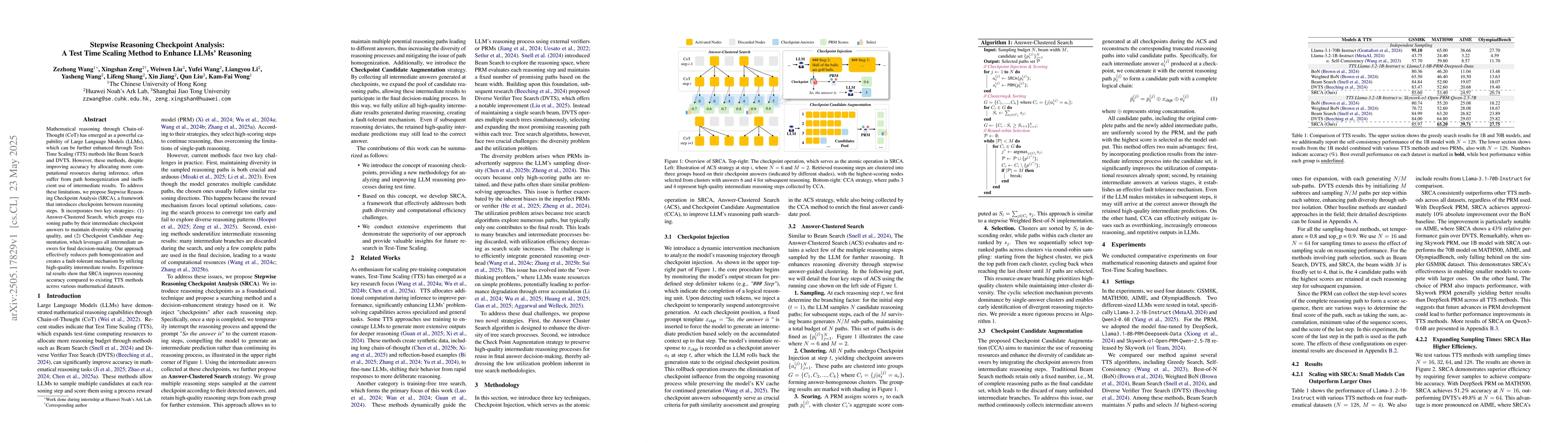 Thumbnail for Stepwise Reasoning Checkpoint Analysis: A Test Time Scaling Method to
  Enhance LLMs' Reasoning