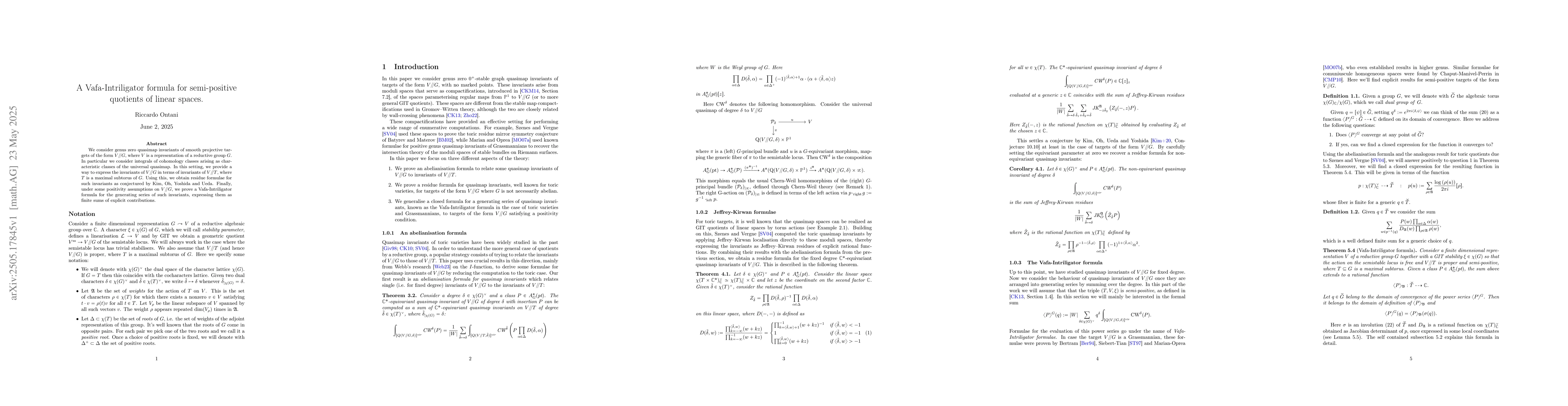 Thumbnail for A Vafa-Intriligator formula for semi-positive quotients of linear spaces