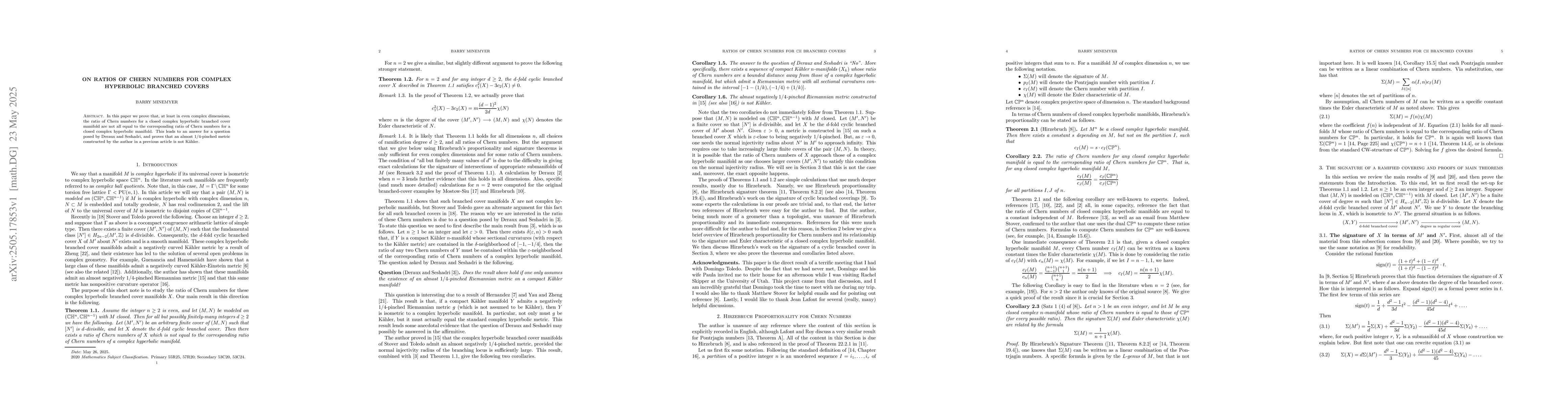 Thumbnail for On ratios of Chern numbers for complex hyperbolic branched covers