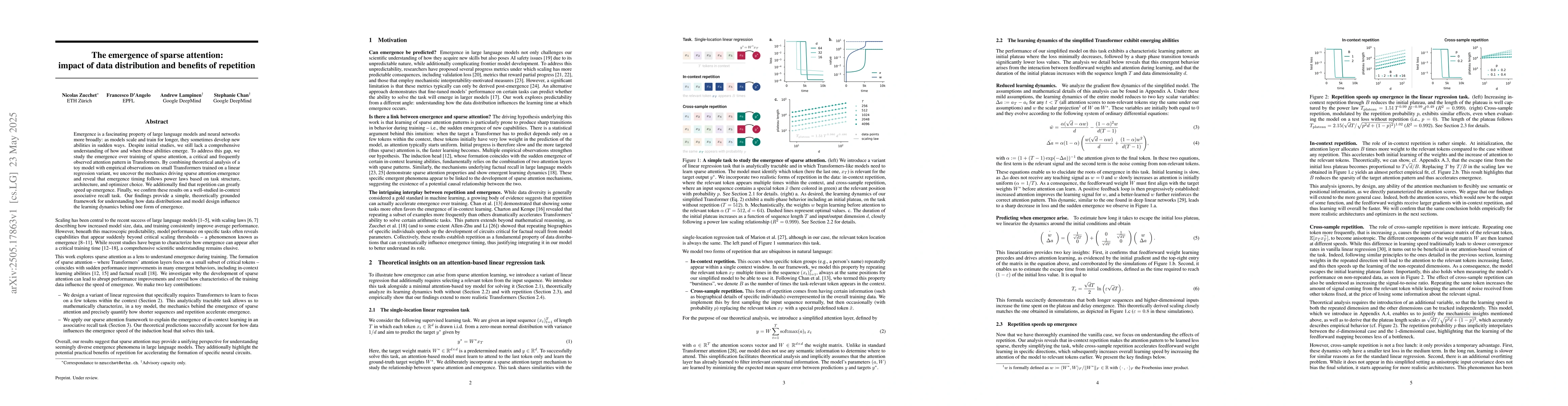 Thumbnail for The emergence of sparse attention: impact of data distribution and
  benefits of repetition