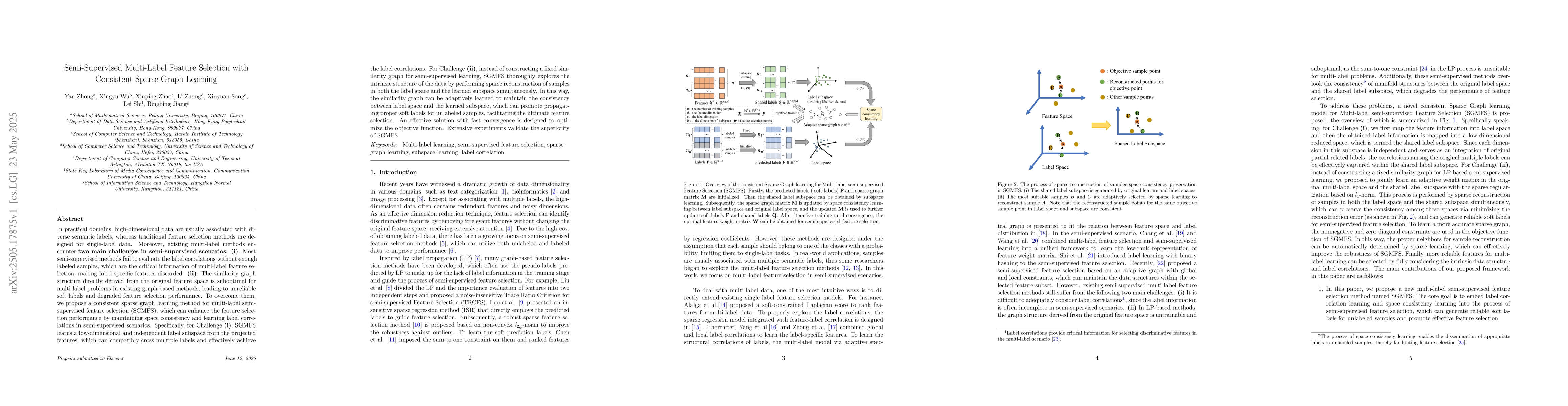 Thumbnail for Semi-Supervised Multi-Label Feature Selection with Consistent Sparse
  Graph Learning
