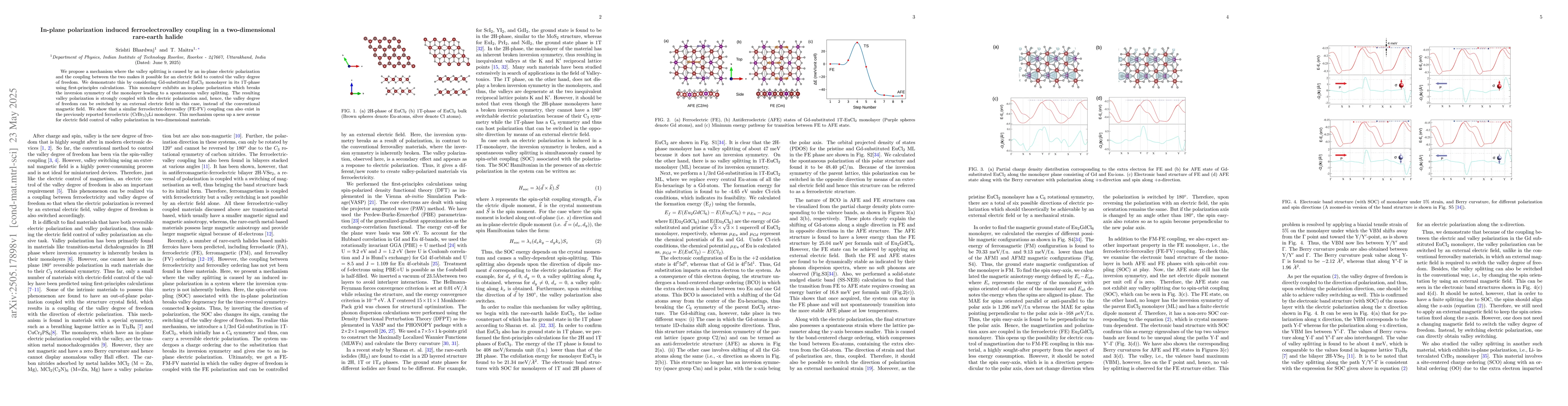 Thumbnail for In-plane polarization induced ferroelectrovalley coupling in a
  two-dimensional rare-earth halide