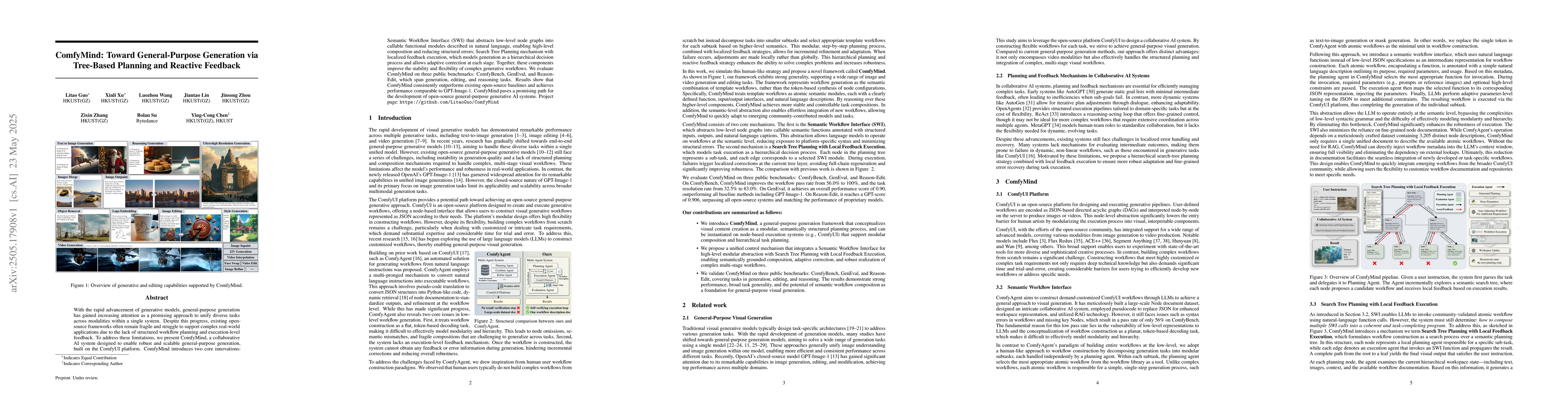Thumbnail for ComfyMind: Toward General-Purpose Generation via Tree-Based Planning and
  Reactive Feedback