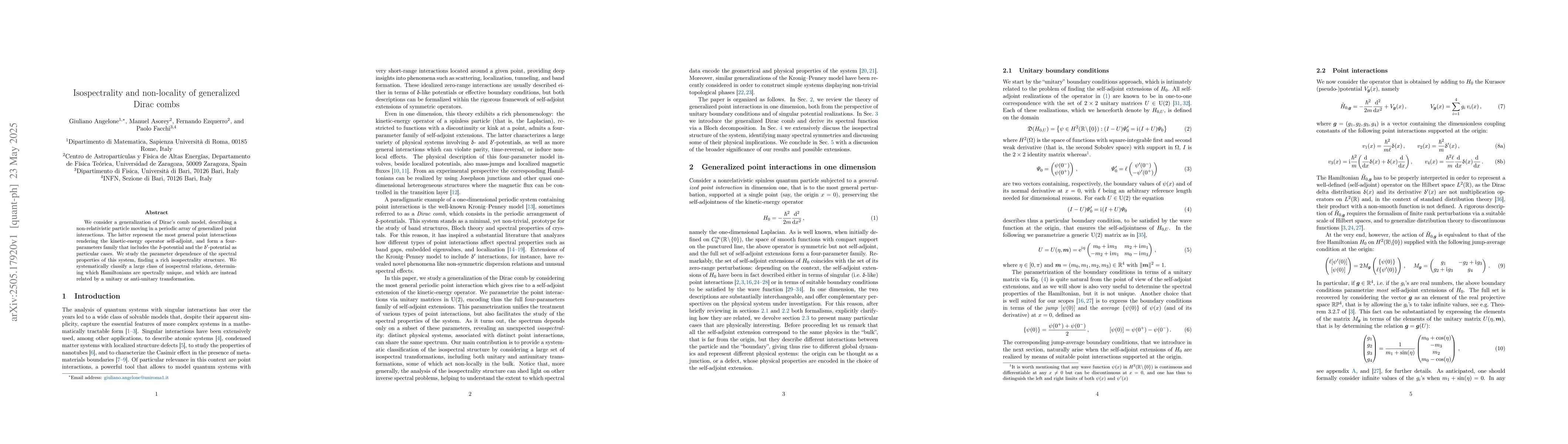 Thumbnail for Isospectrality and non-locality of generalized Dirac combs